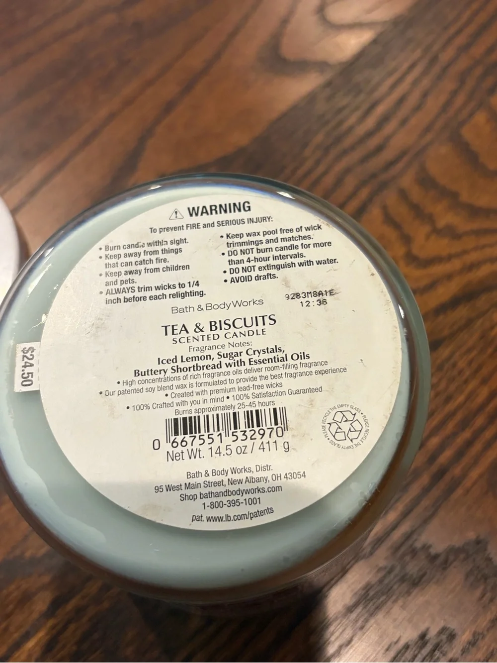Bath & Body Works London Tea & Biscuits Scented Candle - Cream/Blue